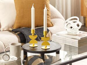 Zestaw 2 świeczników dekoracje akcesoria żelazo boho design żółte Daphini Beliani