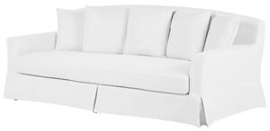 Sofa 3-odobowa tapicerowana biała z falbaną drewniane nóżki Gilja Beliani