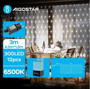 Aigostar B.V. Aigostar- LED Zewnętrzny łańcuch bożonarodzeniowy 300xLED/8 funkcji 7,5x1,5m IP44 zimna biel AI0501