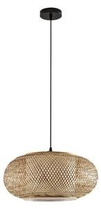Lampa Wisząca Lindby, Romaine, ściemnialny, drewniany, salon, bambus, skandynawski