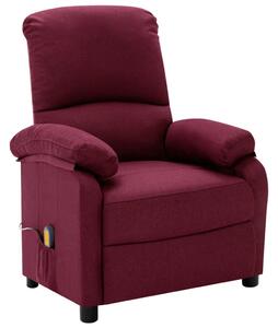 Rozkładany fotel masujący, fioletowy, obity tkaniną