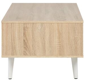Stolik kawowy jasne drewno z białym szuflada półka 46 x 120 cm Swansea Beliani