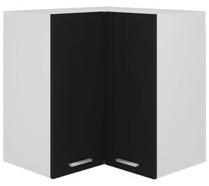Wisząca szafka narożna, czarna, 57x57x60 cm, płyta wiórowa