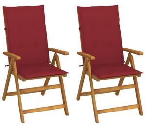 Rozkładane krzesła ogrodowe z poduszkami, 2 szt., lita akacja