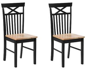 Zestaw 2 krzeseł do jadalni jasne drewno z czarnym Houston Beliani