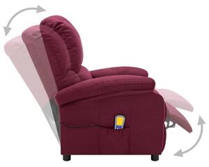 Elektryczny, rozkładany fotel masujący, fioletowy, tkanina