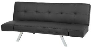 Sofa rozkładana czarna ekoskóra poliester składane podłokietniki funkcja spania Bristol Beliani