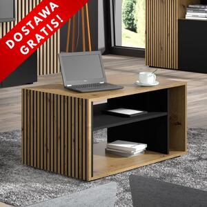 Prostokątna ława do salonu z półką artisan lamele | Umeblowana.com