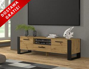 Szafka pod telewizor w stylu loft z półkami 160 cm | Umeblowana.com