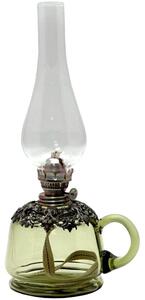 Floriánova huť Lampa naftowa LUCIE 35 cm leśna zieleń ozdobiona cyną FL0075