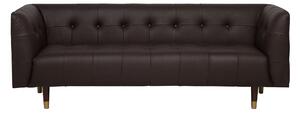 Sofa brązowa glamour skórzana pikowana drewniane nóżki 3-osobowa Byske Beliani