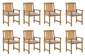 Krzesła ogrodowe z poduszkami, 8 szt., lite drewno akacjowe