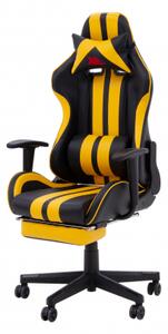 Fotel gamingowy RANKED żółty z podnóżkiem