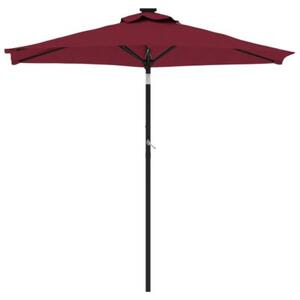Parasol ogrodowy na stalowym słupku, bordowy, 225x225x212 cm