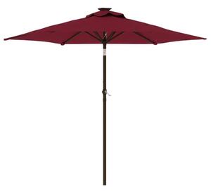 Parasol ogrodowy na stalowym słupku, bordowy, 225x225x212 cm