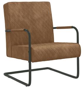 Krzesło wspornikowe, brązowe, obite aksamitem