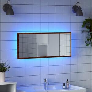 Lustro Åazienkowe z LED, brÄ zowy dÄ b, 100x8,5x37 cm