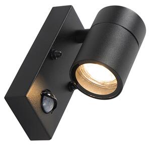 Lampa ścienna zewnętrzna czarna z czujnikiem ruchu IP44 - Solo
