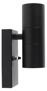 Lampa ścienna zewnętrzna czarna 2-światłowa IP44 z czujnikiem zmierzchu - Duo