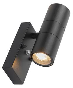 Lampa ścienna zewnętrzna czarna 2-światłowa IP44 z czujnikiem zmierzchu - Duo