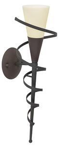 Rustykalna lampa ścienna rdzawo-brązowa z kremowym szkłem - Castle