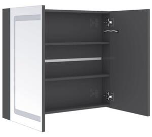 Szafka łazienkowa z lustrem i LED, lśniąca szarość, 80x12x68 cm