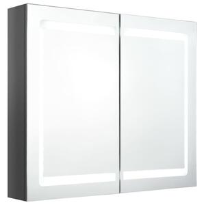 Szafka łazienkowa z lustrem i LED, lśniąca szarość, 80x12x68 cm