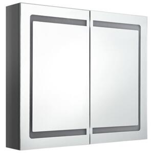 Szafka łazienkowa z lustrem i LED, lśniąca szarość, 80x12x68 cm