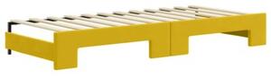 Sofa rozsuwana z materacami, żółta, 80x200 cm, aksamit