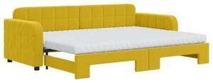 Sofa rozsuwana z materacami, żółta, 80x200 cm, aksamit