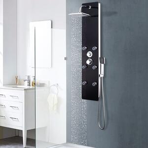 Panel prysznicowy, szkło, 25 x 44,6 x 130 cm, czarny