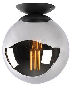 Lampa sufitowa art deco czarna z przydymionym szkłem - Pallon
