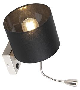 Nowoczesna lampa ścienna stalowa z czarnym kloszem - Brescia