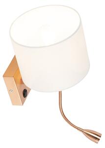 Lampa ścienna w stylu art deco miedziana z białym kloszem - Brescia