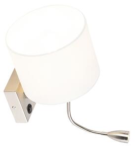 Nowoczesna lampa ścienna ze stali z białym kloszem - Brescia