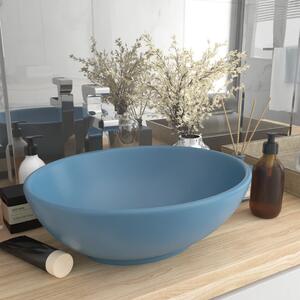 Luksusowa, owalna umywalka, matowy błękit, 40x33 cm, ceramiczna