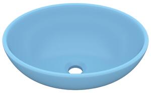 Luksusowa, owalna umywalka, matowy błękit, 40x33 cm, ceramiczna