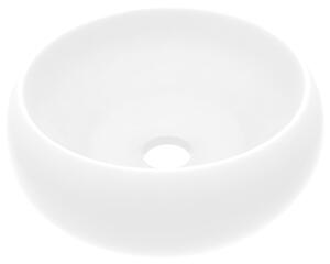 Luksusowa, okrągła umywalka, matowa biel, 40x15 cm, ceramiczna
