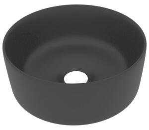 Luksusowa, okrągła umywalka, matowa czerń, 40x15 cm, ceramiczna