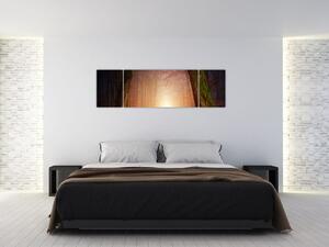 Obraz jesiennego lasu we mgle (170x50 cm)