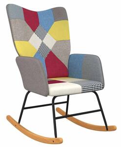 Fotel bujany, patchwork, tapicerowany tkaninÄ