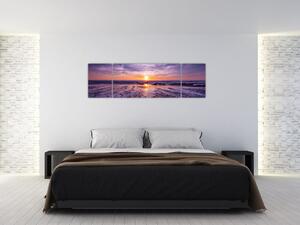 Obraz plaży - zachód słońca (170x50 cm)