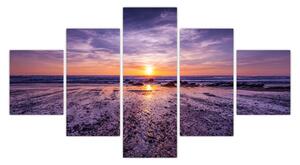 Obraz plaży - zachód słońca (125x70 cm)