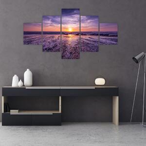Obraz plaży - zachód słońca (125x70 cm)