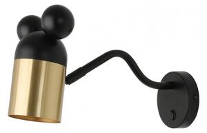 Czarny/w kolorze złota kinkiet dziecięcy z metalowym kloszem Mouse – GTV
