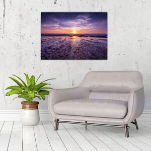 Obraz plaży - zachód słońca (70x50 cm)