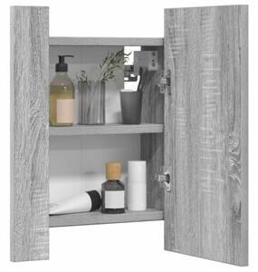 Szafka łazienkowa z lustrem i LED, szary dąb sonoma 40x12x45 cm