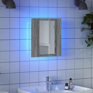 Szafka łazienkowa z lustrem i LED, szary dąb sonoma 40x12x45 cm