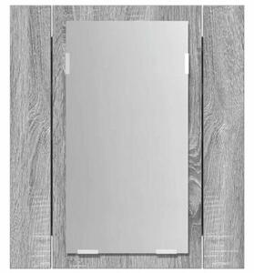 Szafka łazienkowa z lustrem i LED, szary dąb sonoma 40x12x45 cm