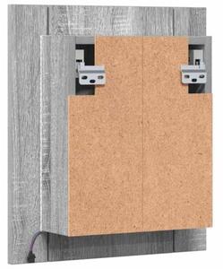 Szafka łazienkowa z lustrem i LED, szary dąb sonoma 40x12x45 cm